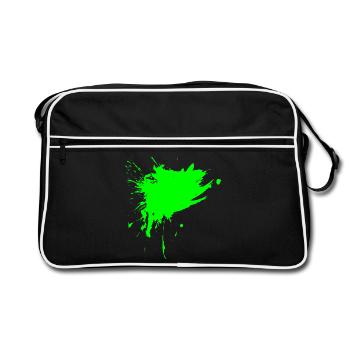 Fleck Bürste Farbe Gespritzt hellgrün Schmutz Grün - Retro Tasche - Schwarz/Weiß - Vorne