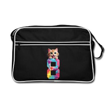 8 YEARS OLD CAT 8TH BIRTHDAY - Retro Bag - black/white - Front