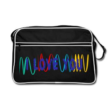 VALENTINSTAG. ICH LIEBE DICH. ICH LIEBE DICH. LIEBE. LIEBE - Retro Tasche - Schwarz/Weiß - Vorne