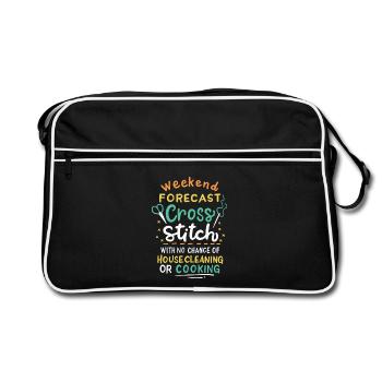 Cross Stich Handarbeiten - Retro Tasche - Schwarz/Weiß - Vorne