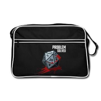 D20 Würfel - Problem solved - Retro Tasche - Schwarz/Weiß - Vorne