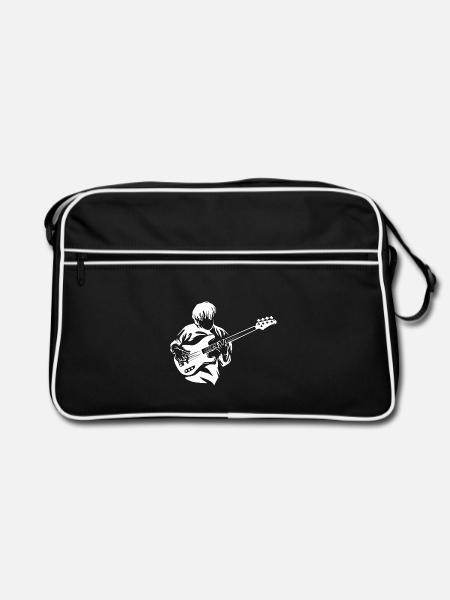 Vibrierender E-Bass Konzertbühne - Retro Tasche - Schwarz/Weiß
