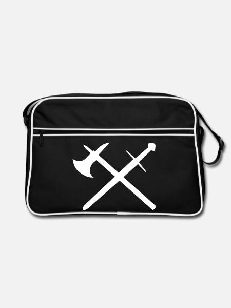 Schwert und Axt - Retro Tasche - Schwarz/Weiß