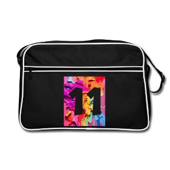 NR. 11 NUMMER 11 BUNT 11. GEBURTSTAG - Retro Tasche - Schwarz/Weiß - Vorne