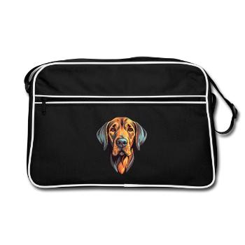 Plott Hund Hund Rasse Aquarell Cartoon Kawaii Co - Retro Tasche - Schwarz/Weiß - Vorne