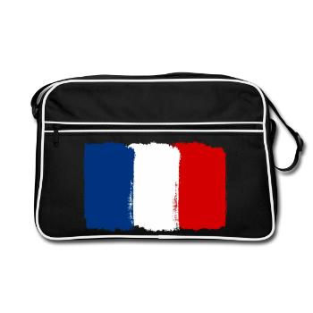 Frankreich Flagge used look - Retro Tasche - Schwarz/Weiß - Vorne