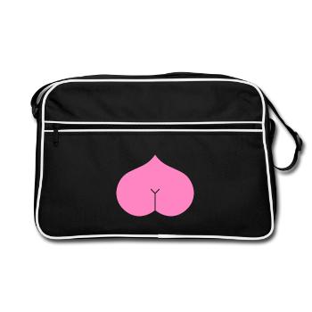 Arsch Herz Popo - Retro Tasche - Schwarz/Weiß - Vorne