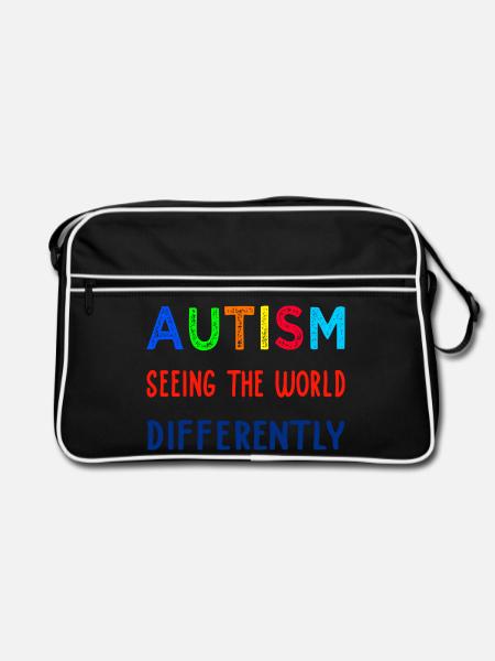 Autismus anders sehen - Retro Tasche - Schwarz/Weiß - Vorne