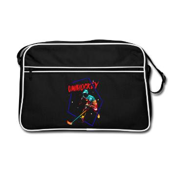 Reflexstarker Unihockey Torwart - Retro Tasche - Schwarz/Weiß - Vorne