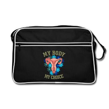 My Body My Choice - Retro Tasche - Schwarz/Weiß - Vorne