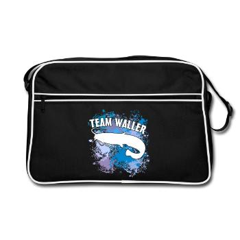 Poisson-chat Wels Waller sur des taches de couleur - Sac Retro - noir/blanc - Devant