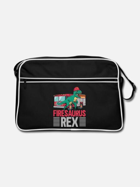 Firesaurus Rex Feuerwehrmann Feuerwehrmann Dinosau - Retro Tasche - Schwarz/Weiß