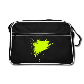 Fleck Farbe Gespritzt gelb Schmutz schmutzig - Retro Tasche - Schwarz/Weiß - Vorne