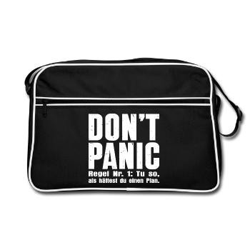 DON'T PANIC – The First Rule - Retro Bag - black/white - Front