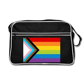 Drapeau de la fierté LGBT / Nouveau drapeau de progrès arc-en-ciel - Sac Retro - noir/blanc - Devant