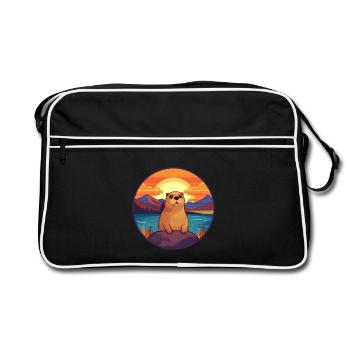 Gopher Buntes Aquarell Cartoon Kawaii Tier - Retro Tasche - Schwarz/Weiß - Vorne