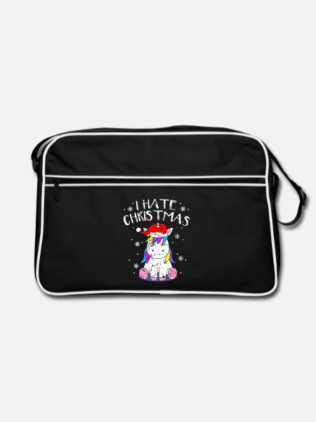 Anti-Christmas Anti-Weihnachten Einhorn Xmas Anti - Retro Tasche - Schwarz/Weiß