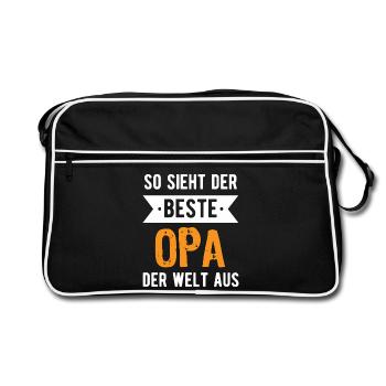 So sieht der beste Opa der Welt aus - Retro Tasche - Schwarz/Weiß - Vorne