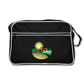 Ackerland Acker Agrar Design Farmland Grafik - Retro Tasche - Schwarz/Weiß - Vorne