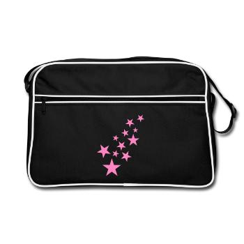 Stern Sternchen Muster Symbol Rosa - Retro Tasche - Schwarz/Weiß - Vorne
