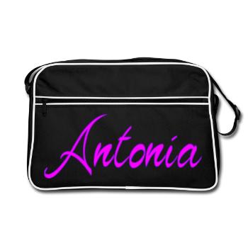 Antonia Neon Script - Retro Tasche - Schwarz/Weiß - Vorne