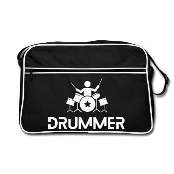 Drummer in action - Retro Bag - black/white - Front