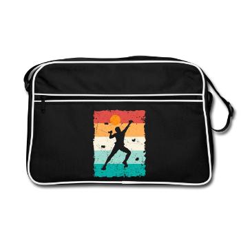 Boulder Klettern Bouldern Kletterer Bergsteiger - Retro Tasche - Schwarz/Weiß - Vorne