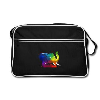 Majestätischer Elefant Wasserloch - Retro Tasche - Schwarz/Weiß - Vorne