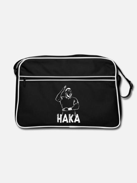 Kraftvoller Haka Maorikriegstanz - Retro Tasche - Schwarz/Weiß
