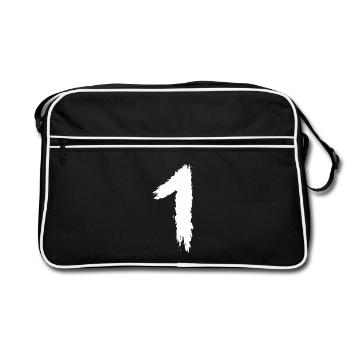 Zahl 1 Nummer Eins - Retro Tasche - Schwarz/Weiß - Vorne