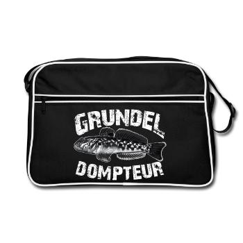 Grundeln fischen angeln - Retro Tasche - Schwarz/Weiß - Vorne