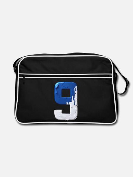 NR. 9 NUMMER 9 BLAU WEIß 9. GEBURTSTAG - Retro Tasche - Schwarz/Weiß