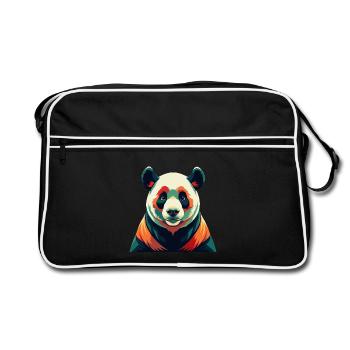 Panda Dessin animé Personnage Animal de compagnie coloré - Sac Retro - noir/blanc - Devant