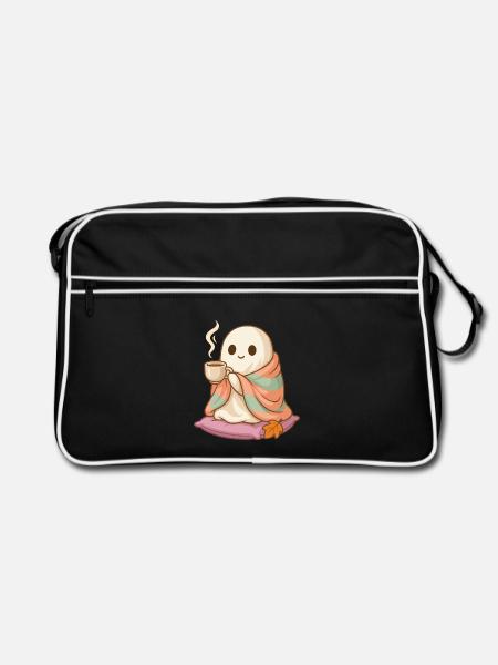 Süßes Cozy Geist Halloween Design - Retro Tasche - Schwarz/Weiß