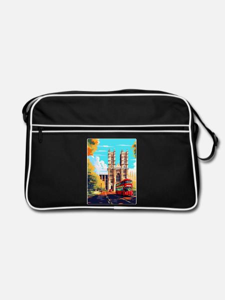 Westminster Abbey London England Großbritannien Reiseplakat - Retro Tasche - Schwarz/Weiß - Vorne