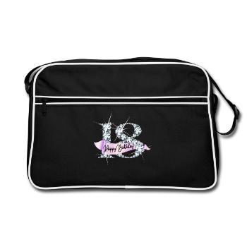 Happy Birthday 18. Geburtstag Geschenk Diamanten - Retro Tasche - Schwarz/Weiß - Vorne