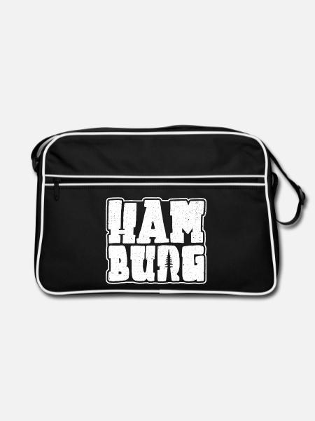 Hamburg Souvenir Design Hansestadt Hamburg - Retro Tasche - Schwarz/Weiß
