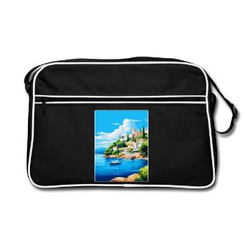 Porto Heli Grèce Affiche de voyage vintage souvenir - Sac Retro - noir/blanc - Devant