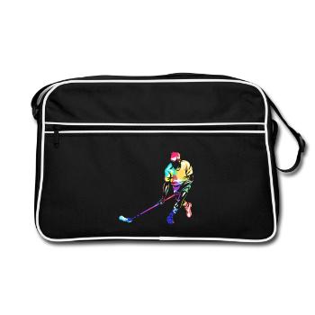 Reflexstarker Floorball Torwart - Retro Tasche - Schwarz/Weiß - Vorne