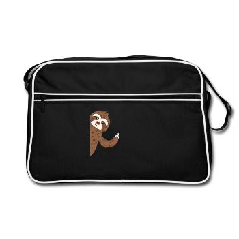 Sloth Faultier - Retro Tasche - Schwarz/Weiß - Vorne