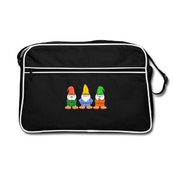 Wichtel Zwerge - Retro Tasche - Schwarz/Weiß - Vorne