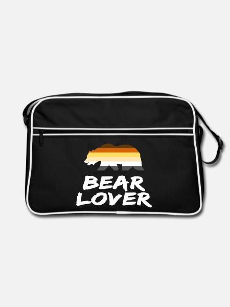 BEAR LOVER GAY LGBT PRIDE HOMOSEXUAL - Retro Tasche - Schwarz/Weiß