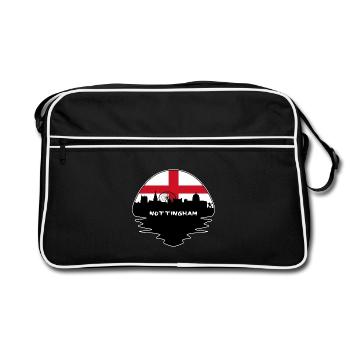Nottingham England Flagge Skyline Silhouette Reisen - Retro Tasche - Schwarz/Weiß - Vorne