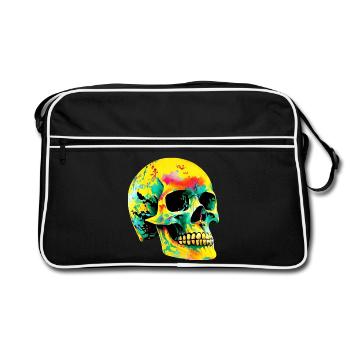 Totenkopf - Retro Tasche - Schwarz/Weiß - Vorne