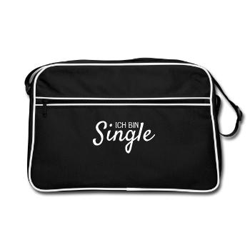 Ich bin Single - Retro Tasche - Schwarz/Weiß - Vorne