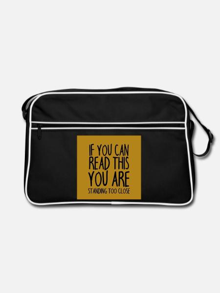 Mundschutz lustig Spruch - lustige Sprüche - Retro Tasche - Schwarz/Weiß - Vorne