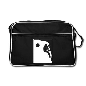 Boulder Klettern Bouldern Bergsteiger - Retro Tasche - Schwarz/Weiß - Vorne