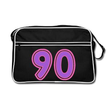 90. 90 ANS. 90e ANNIVERSAIRE. ANNIVERSAIRE 90 ANS. - Sac Retro - noir/blanc - Devant