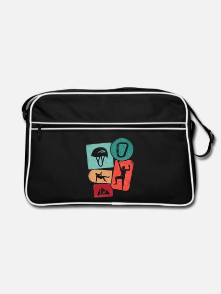 Bouldern Boulderer Jungen Berge Klettern Kinder - Retro Tasche - Schwarz/Weiß