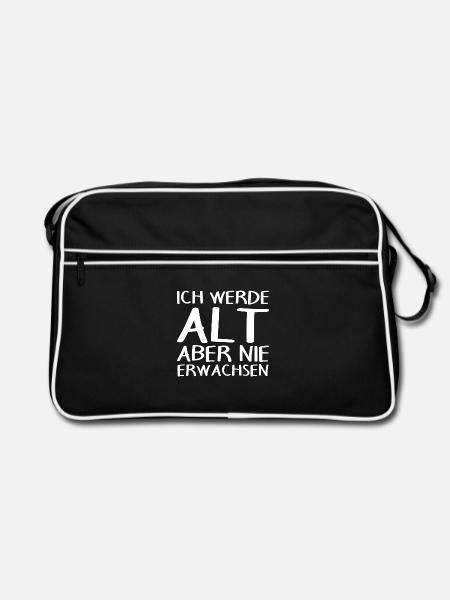 Lustiger Spruch lustige Sprüche Geschenk - Retro Tasche - Schwarz/Weiß - Vorne